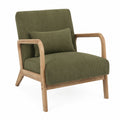 Fauteuil, en velours, coloris vert, pour le salon ou la chambre