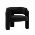 Fauteuil, en velours, coloris noir, pour le salon ou la chambre