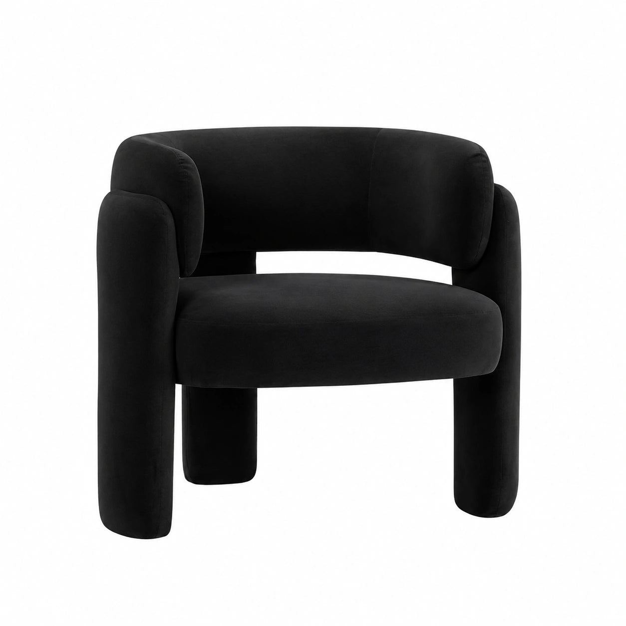 Fauteuil, en velours, coloris noir, pour le salon ou la chambre