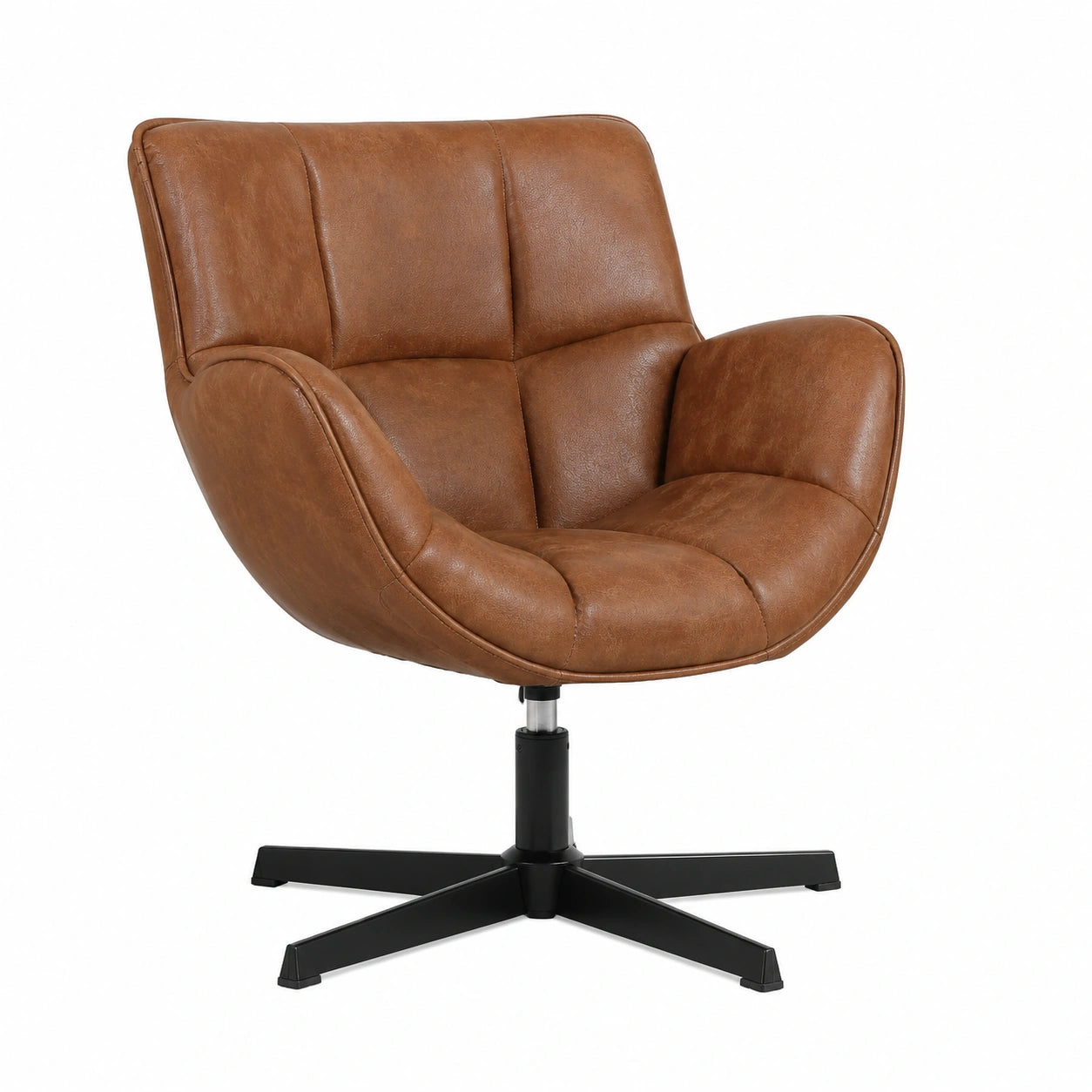 Coiffeuse, pivotant, en métal et cuir, coloris marron, pour la chambre