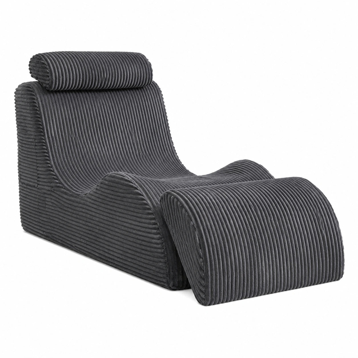 Canapé convertible, 1 place, en velours côtelé et tissu, coloris gris, pour le salon ou la chambre d’amis
