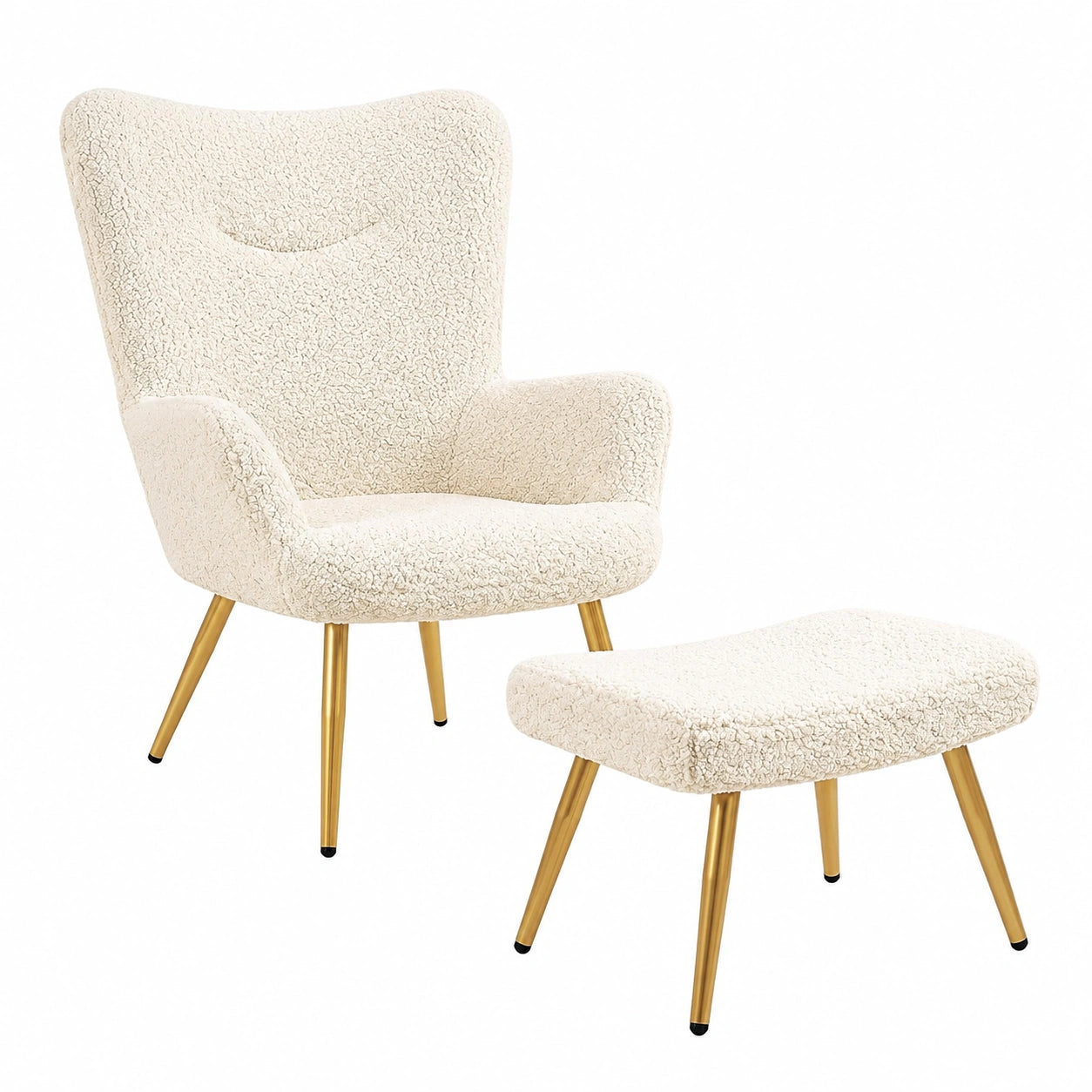 Fauteuil, en tissu bouclette, coloris ivoire, pour le salon ou la chambre