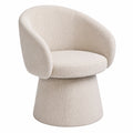 Fauteuil, en lin, pivotant, coloris beige, pour le salon ou la chambre