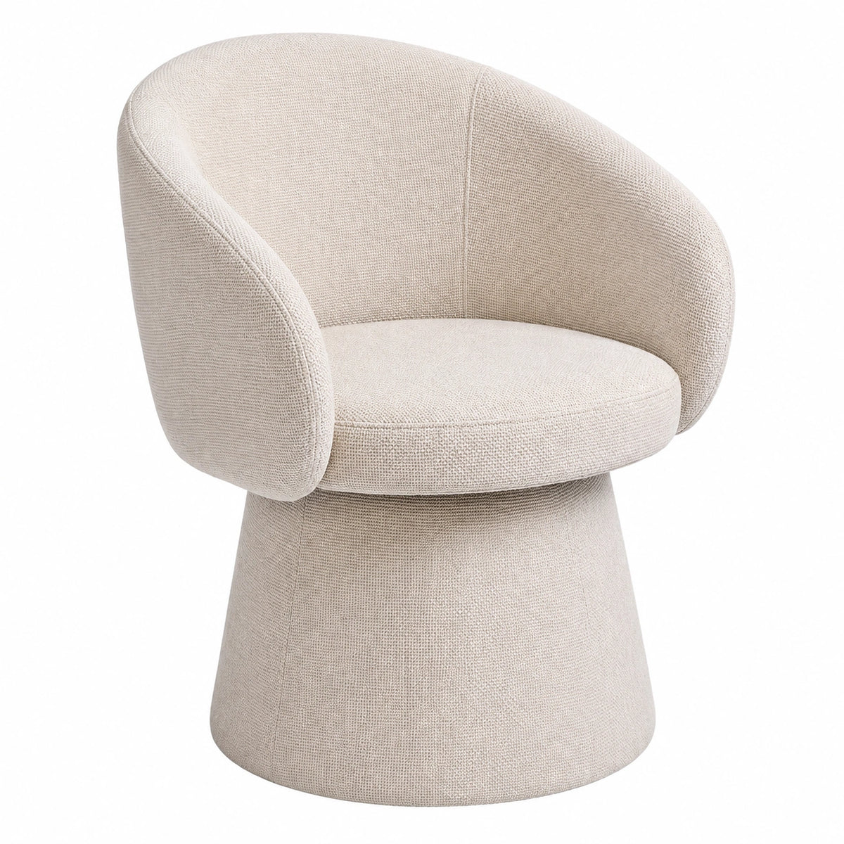 Fauteuil, en lin, pivotant, coloris beige, pour le salon ou la chambre
