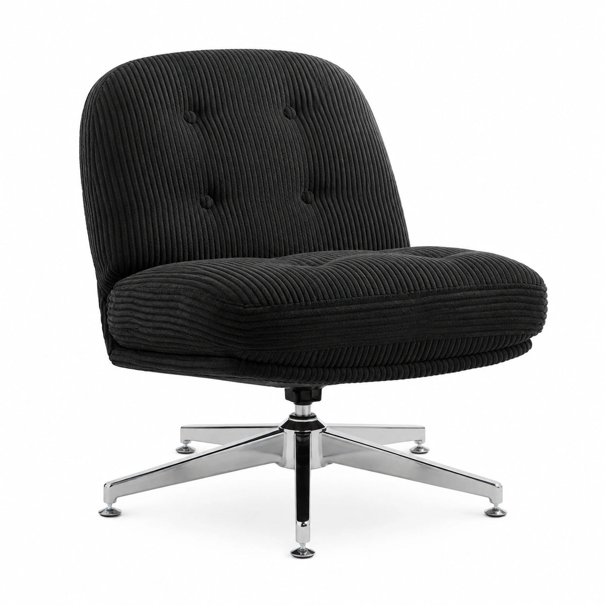 Fauteuil, en velours côtelé, coloris noir, pour le salon ou la chambre