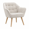 Fauteuil, rembourré, en lin, coloris beige, pour le salon ou la chambre