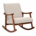 Fauteuil, en noyer et tissu, coloris crème, pour le salon ou la chambre