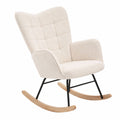 Fauteuil, en bois massif et acier, coloris beige, pour le salon ou la chambre