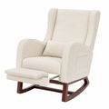 Fauteuil, en bois massif et tissu, coloris beige, pour le salon ou la chambre