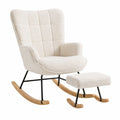 Fauteuil, en bois massif, coloris blanc et ivoire, pour le salon ou la chambre