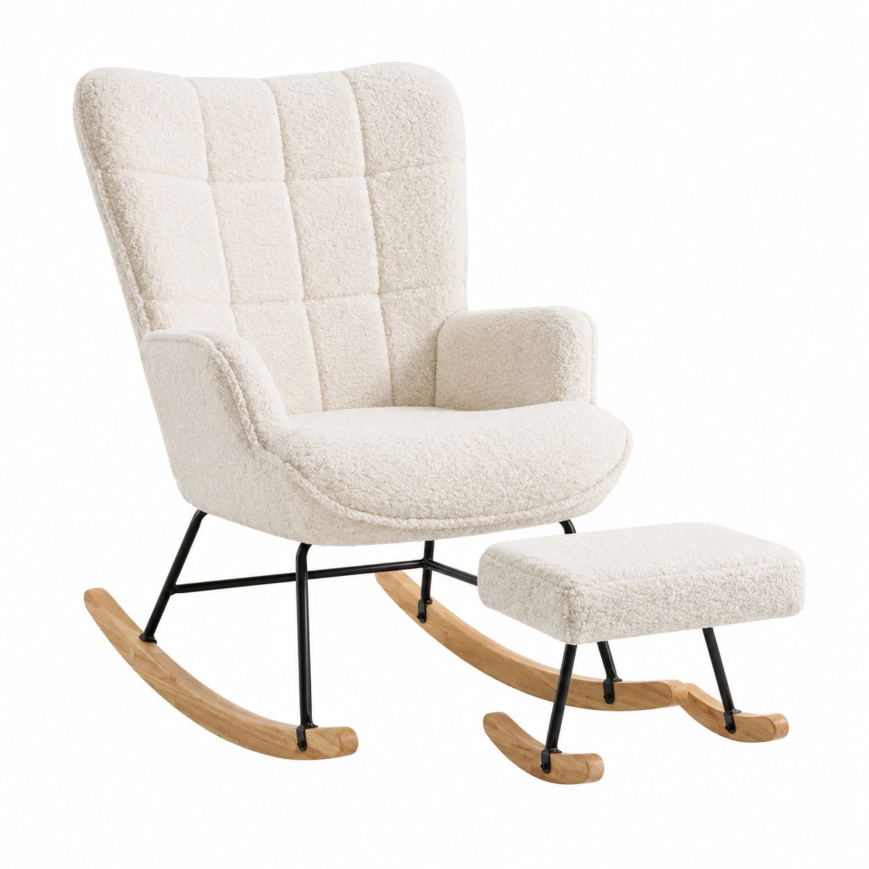Fauteuil, en bois massif, coloris blanc et ivoire, pour le salon ou la chambre