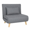 Canapé convertible, 1 place, réglable, en lin, coloris gris, 90 x 78 x 79 cm, pour le salon ou la chambre d’amis