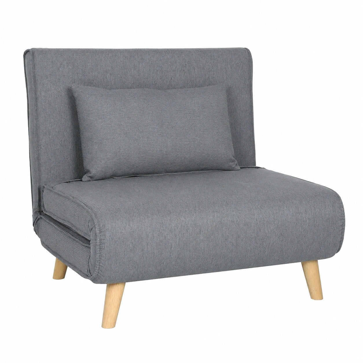 Canapé convertible, 1 place, réglable, en lin, coloris gris, 90 x 78 x 79 cm, pour le salon ou la chambre d’amis